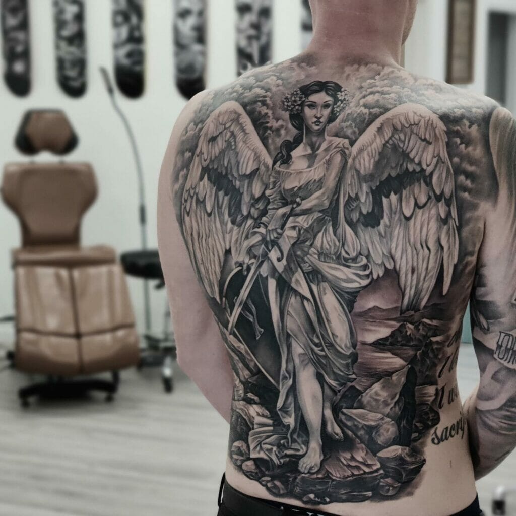 Warrior Angel tattoos for men 0068