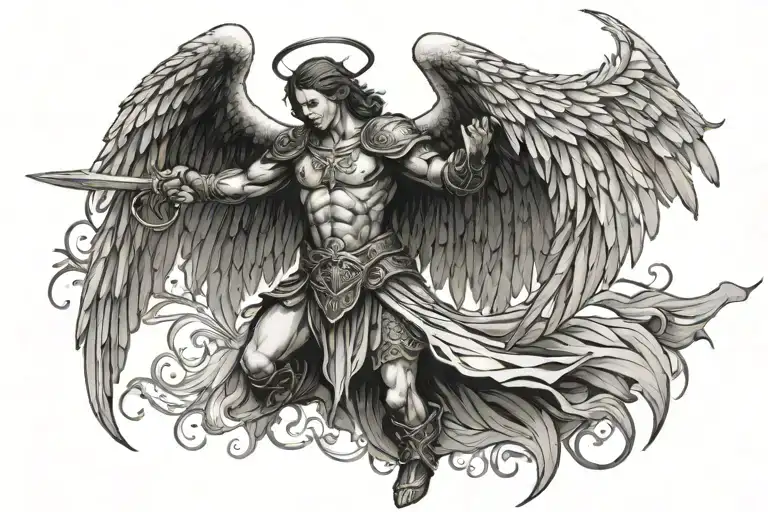 Warrior Angel tattoos for men 0074