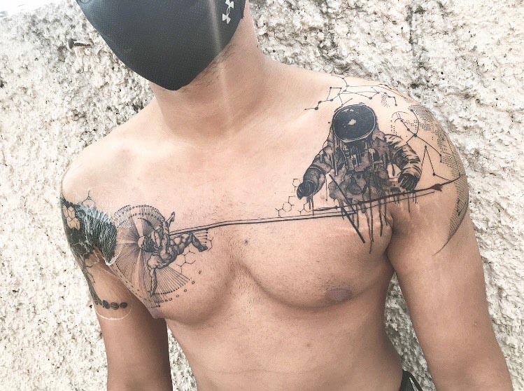 warrior chest tattoos for men 0015