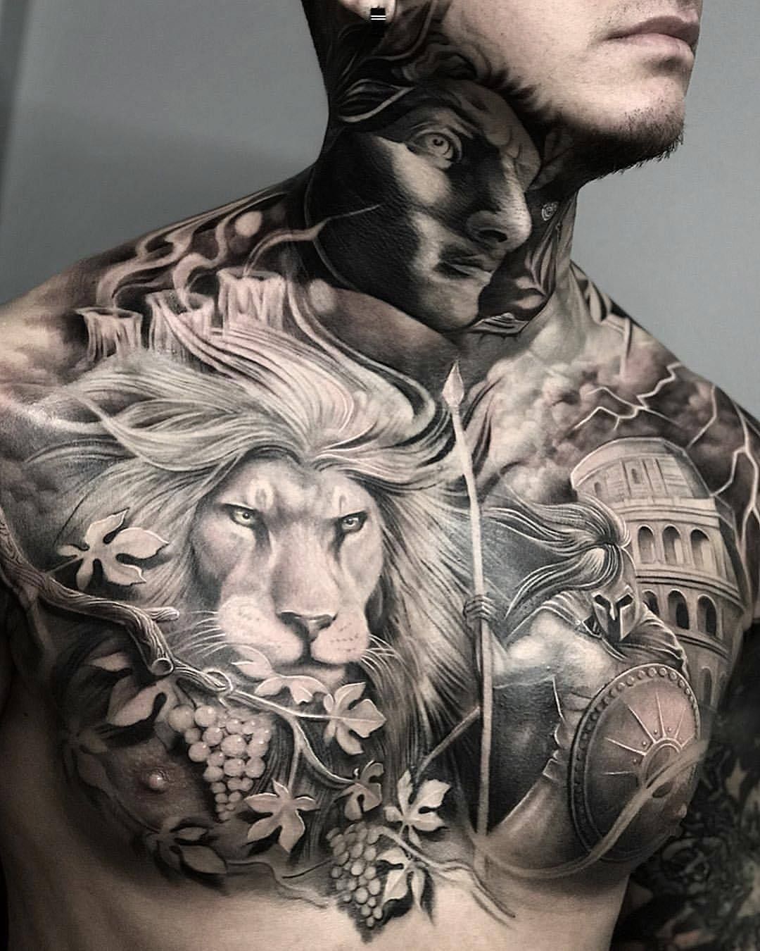 warrior chest tattoos for men 0016