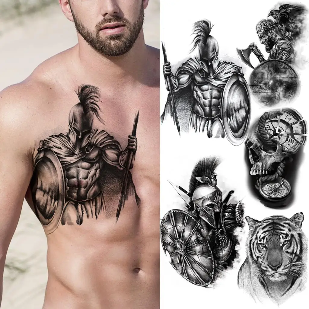 warrior chest tattoos for men 0033