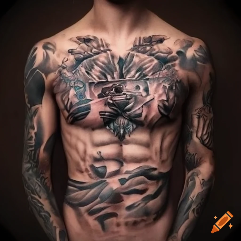 warrior chest tattoos for men 0042