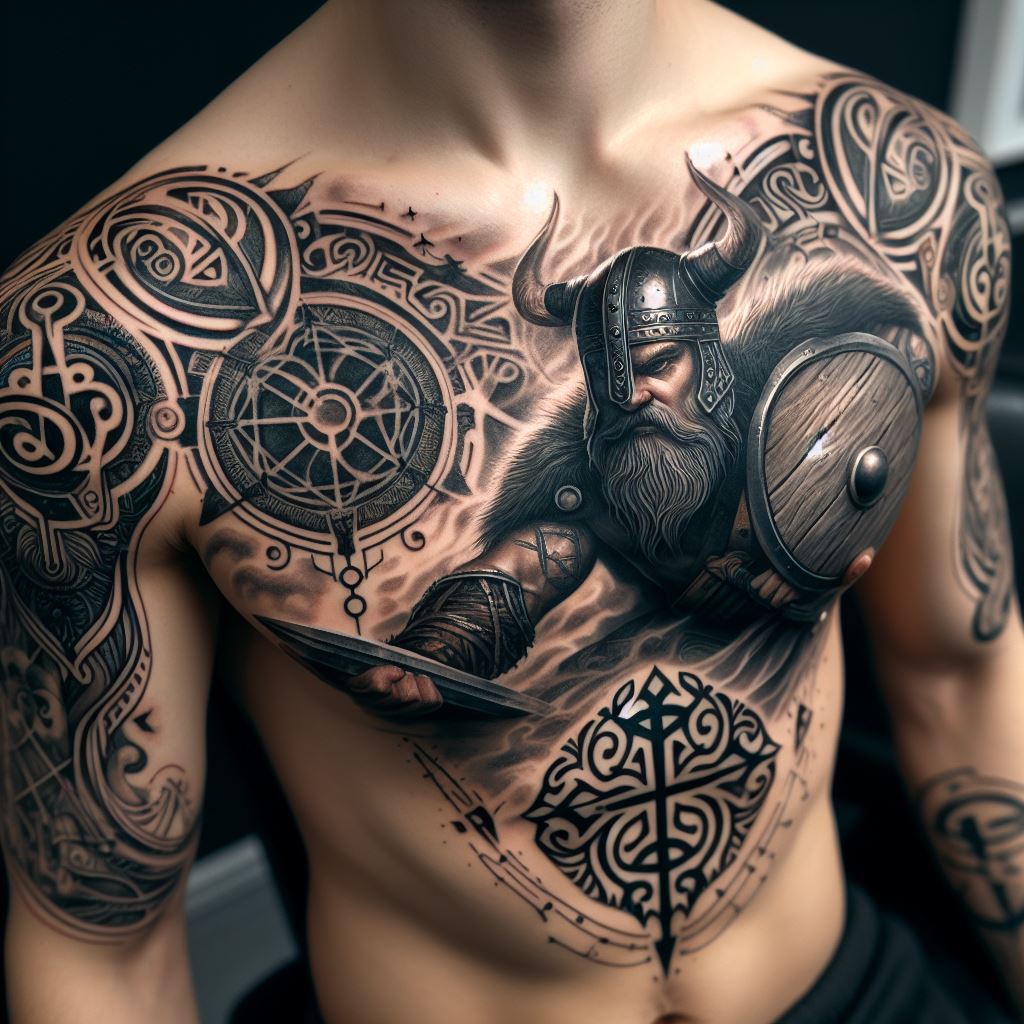 warrior chest tattoos for men 0044