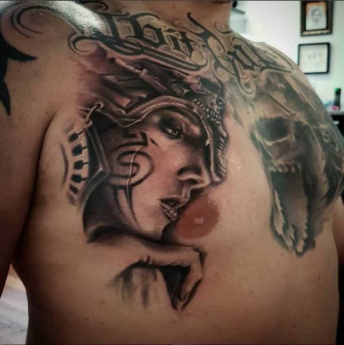 warrior chest tattoos for men 0050