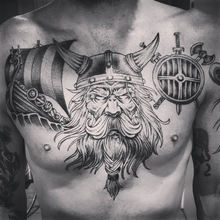 warrior chest tattoos for men 0059