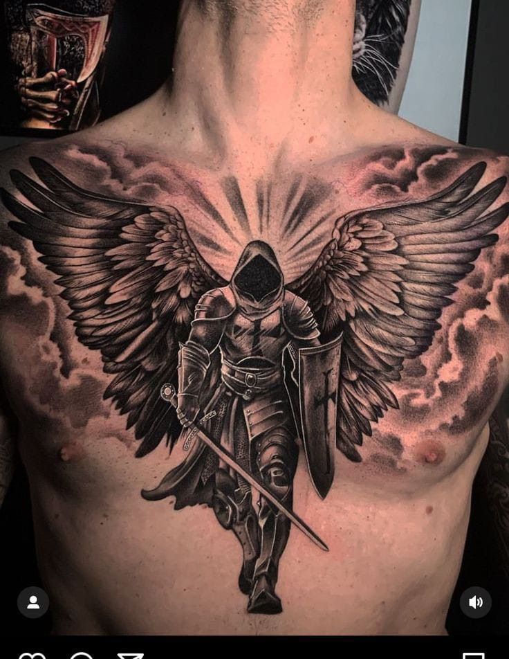 warrior chest tattoos for men 0090