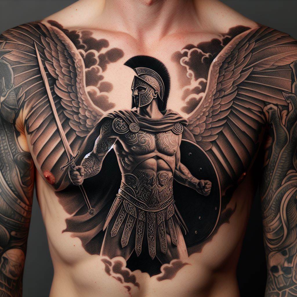 warrior chest tattoos for men 0092