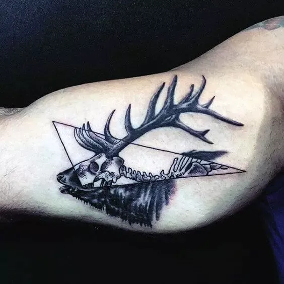 watercolor antler tattoos for men