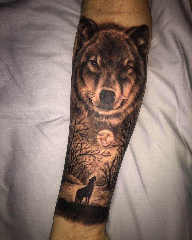 wolf forearm tattoos for men 0013