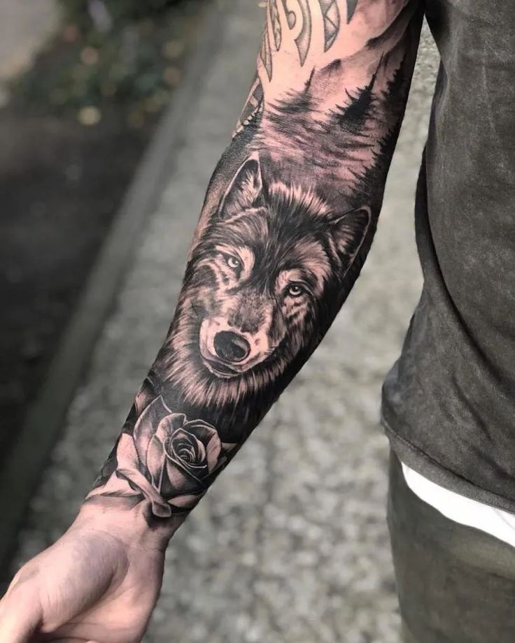 wolf forearm tattoos for men 0014