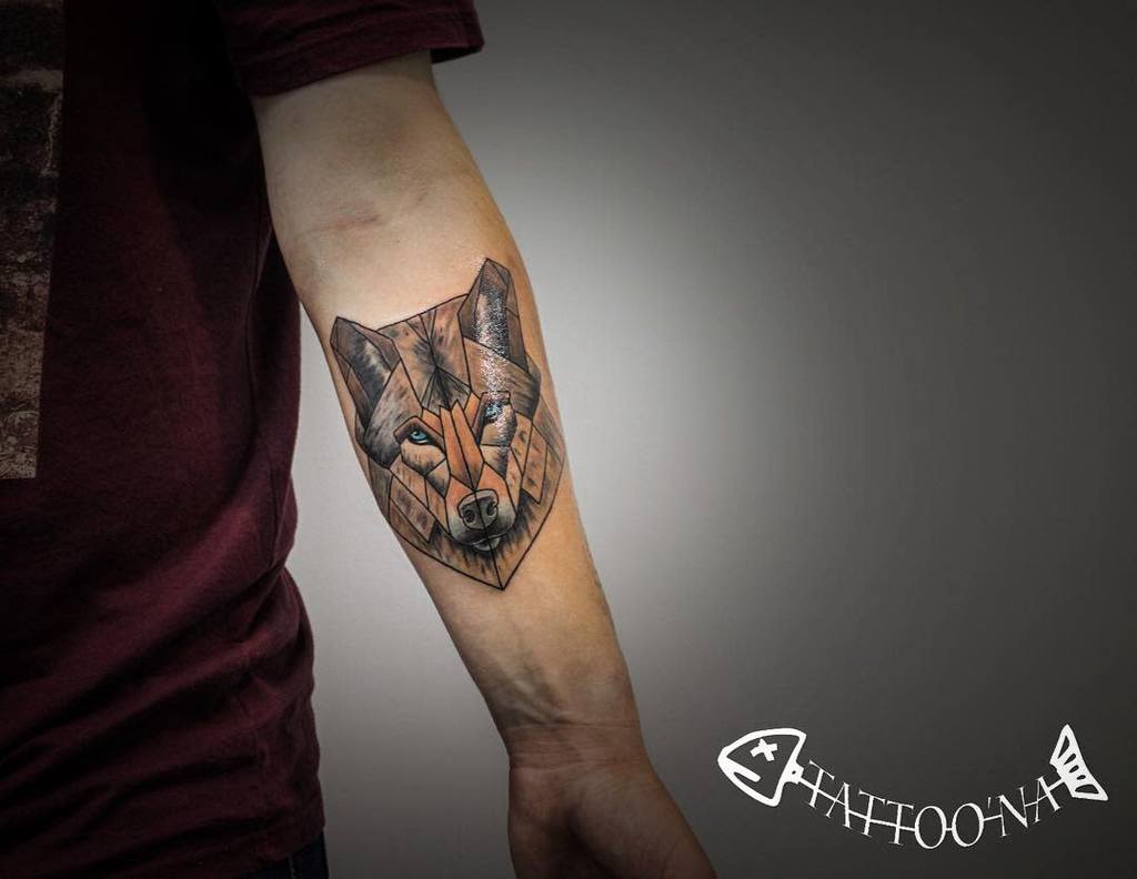 wolf forearm tattoos for men 0016