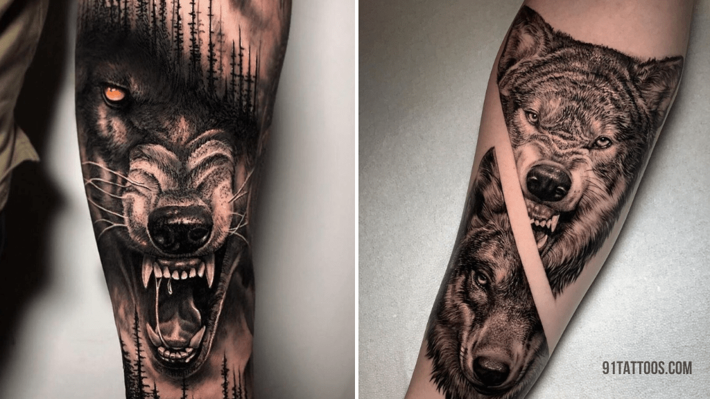 wolf forearm tattoos for men 0018