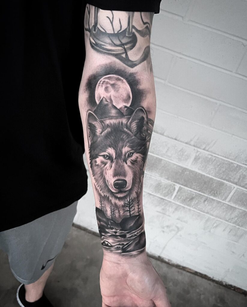 wolf forearm tattoos for men 0041