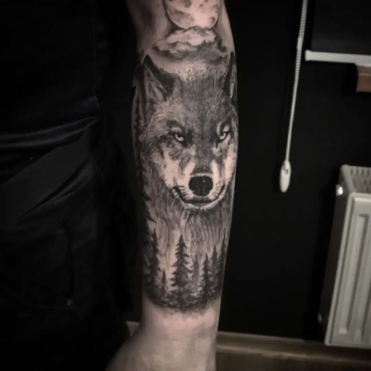 wolf forearm tattoos for men 0046