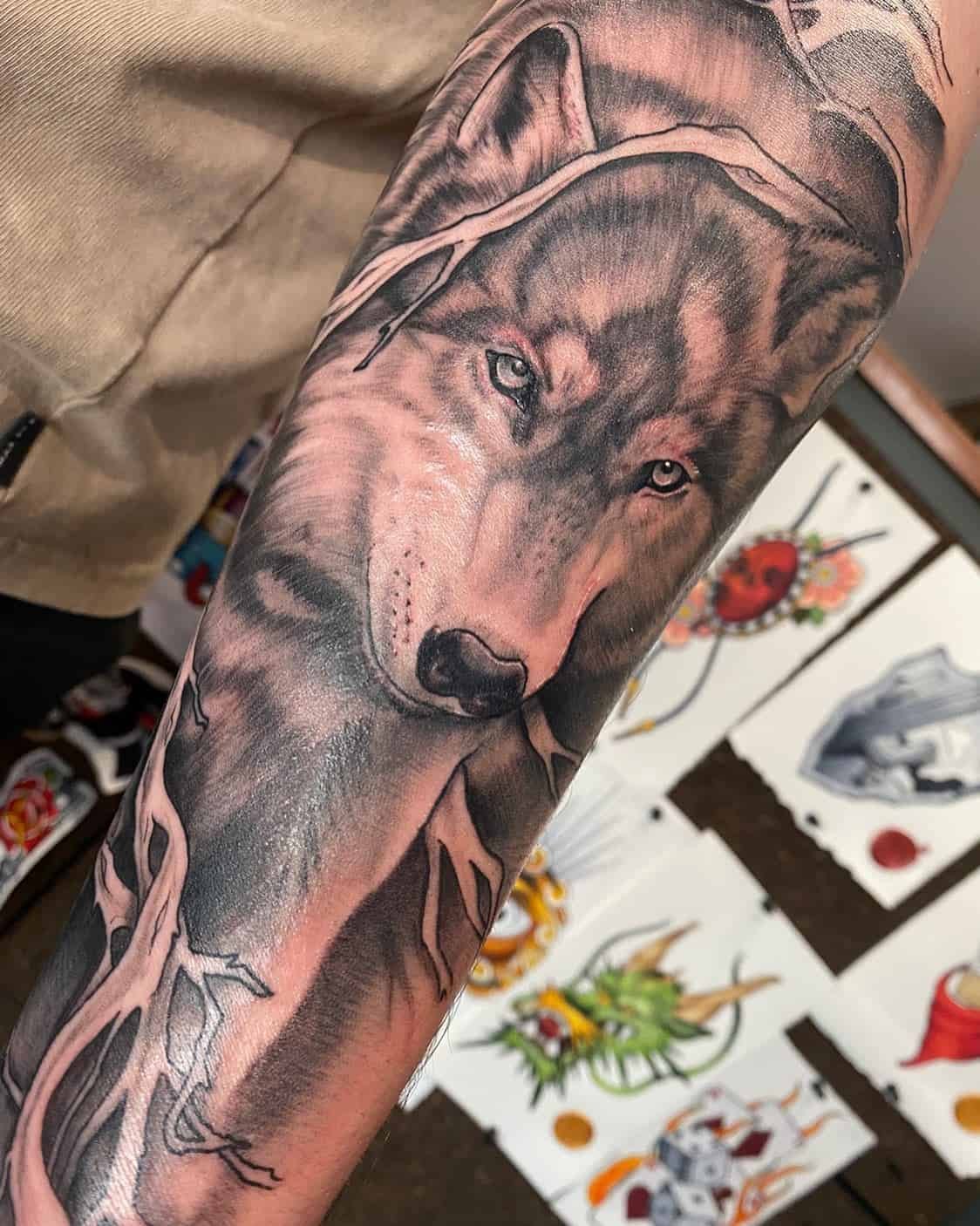 wolf forearm tattoos for men 0048