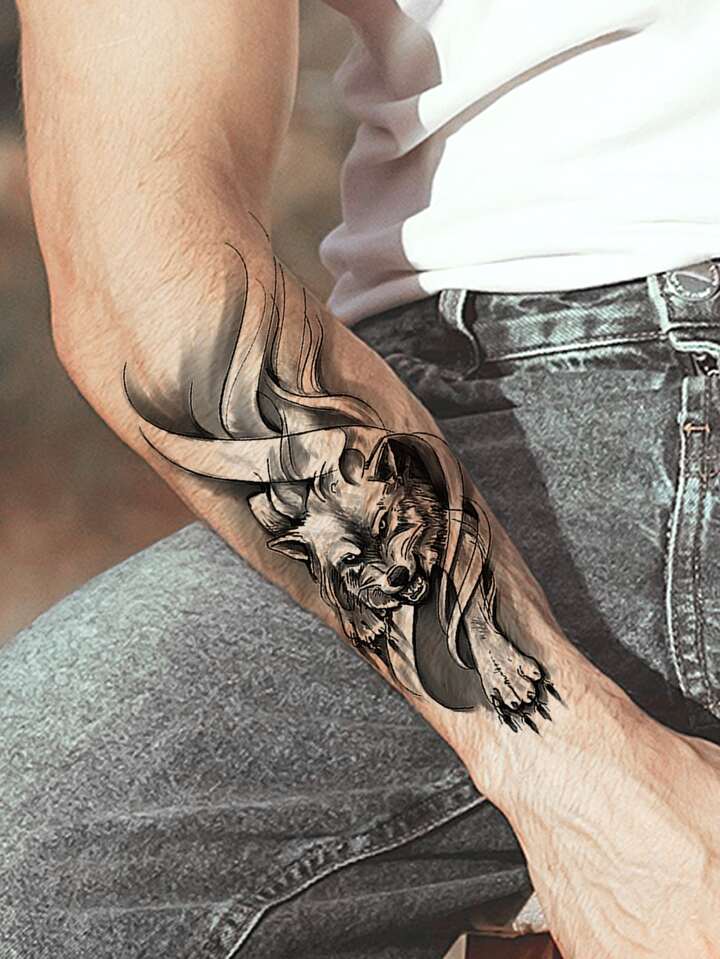 wolf forearm tattoos for men 0054