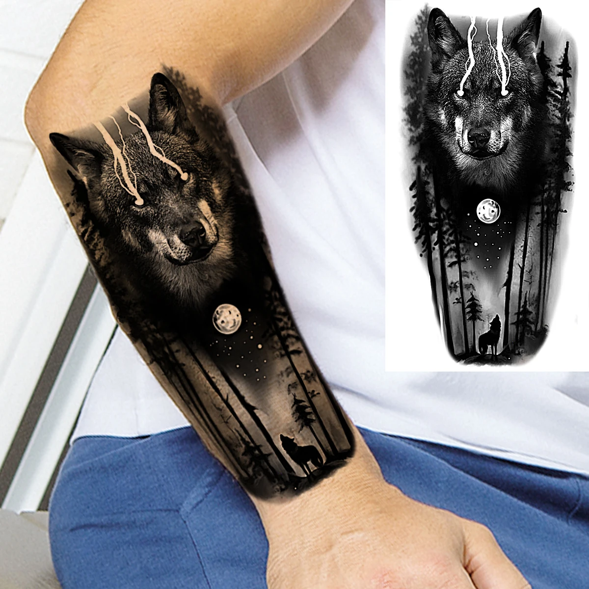 wolf forearm tattoos for men 0077