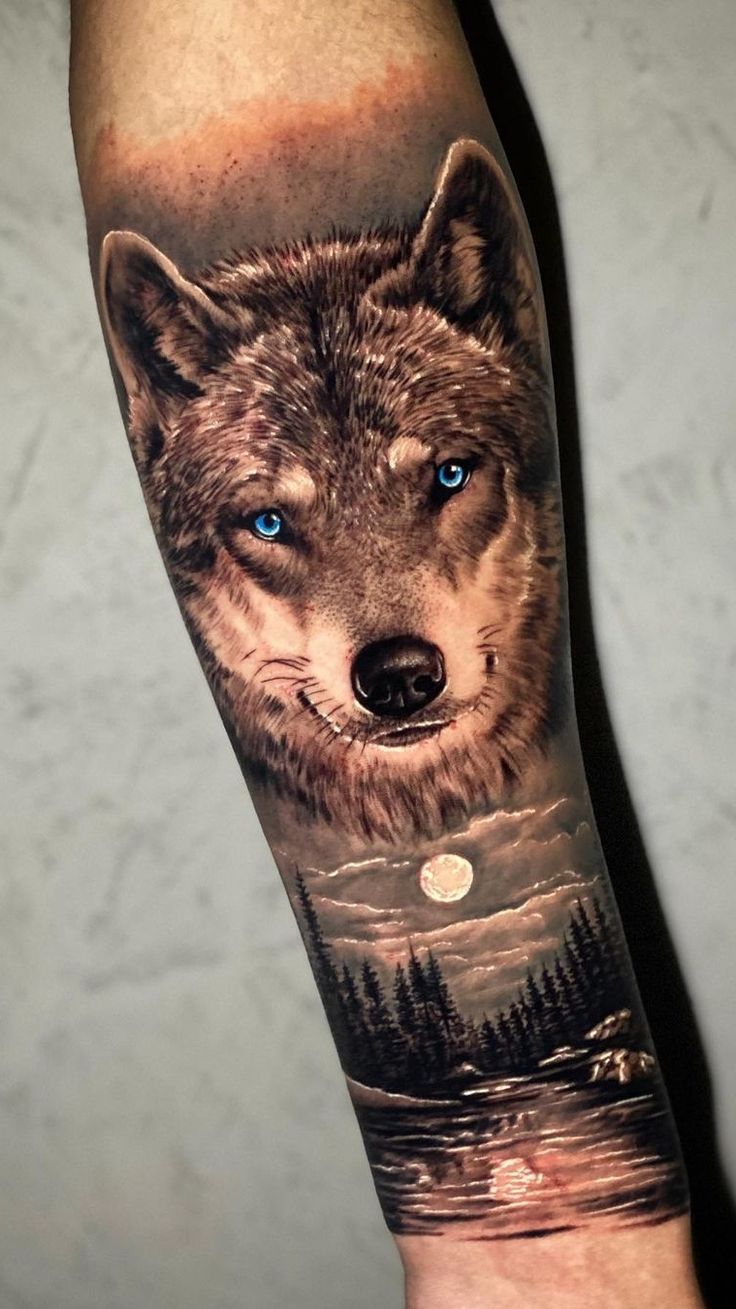 wolf forearm tattoos for men 0079