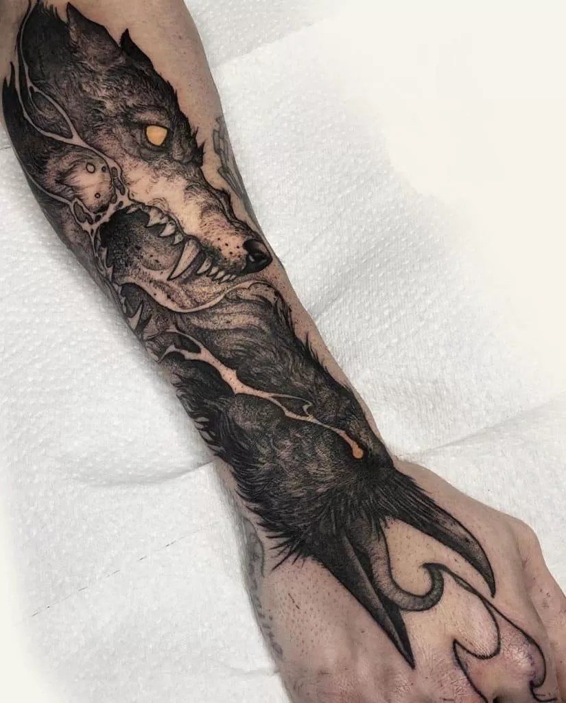 wolf forearm tattoos for men 0087