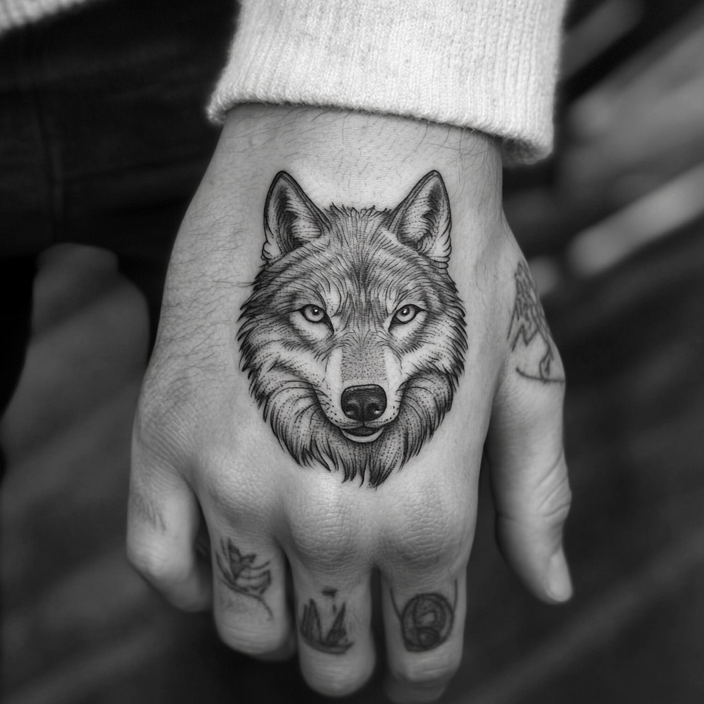 wolf hand tattoos for men 0046