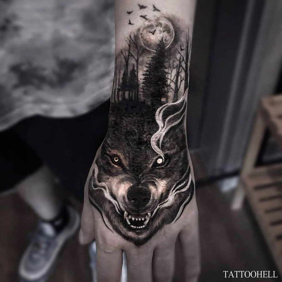 wolf hand tattoos for men 0097