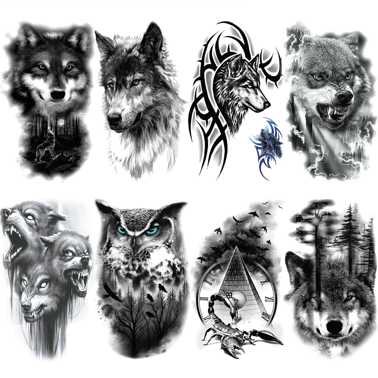 wolf head tattoos for men