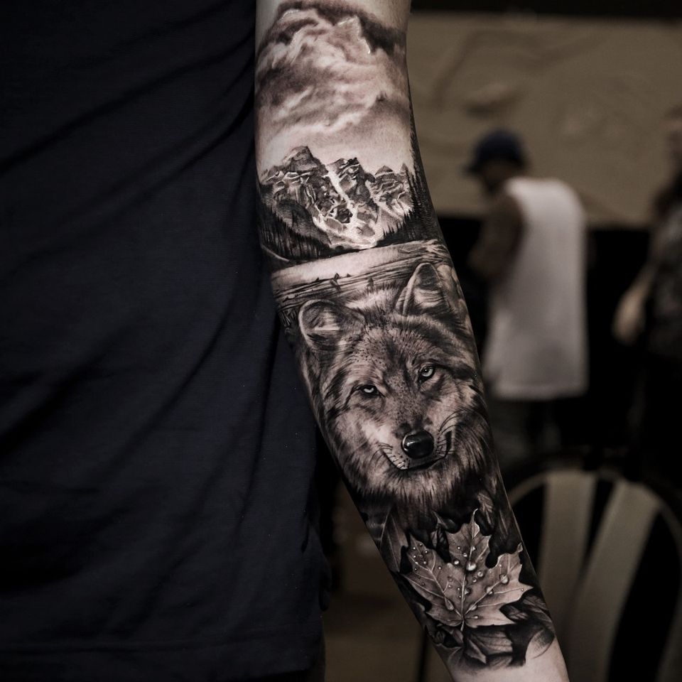 wolf tattoo sleeves for men 0011