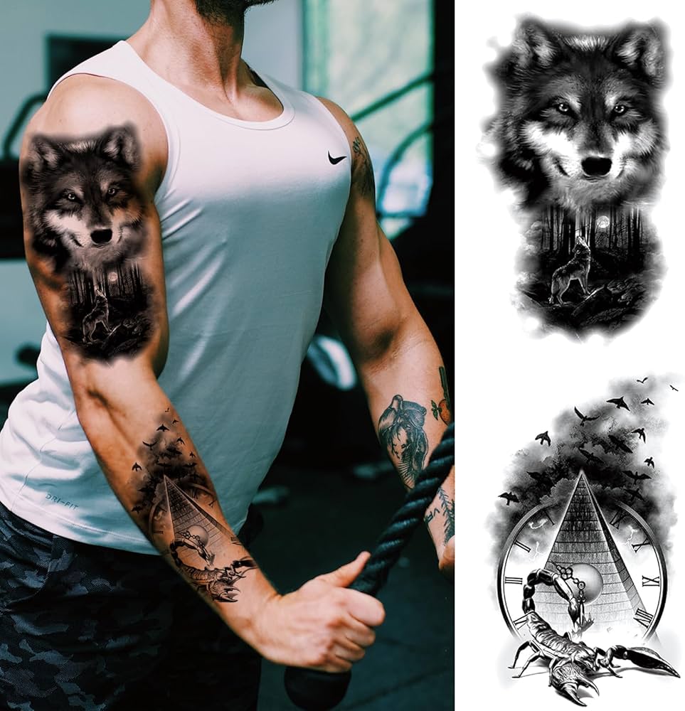 wolf tattoo sleeves for men 0016