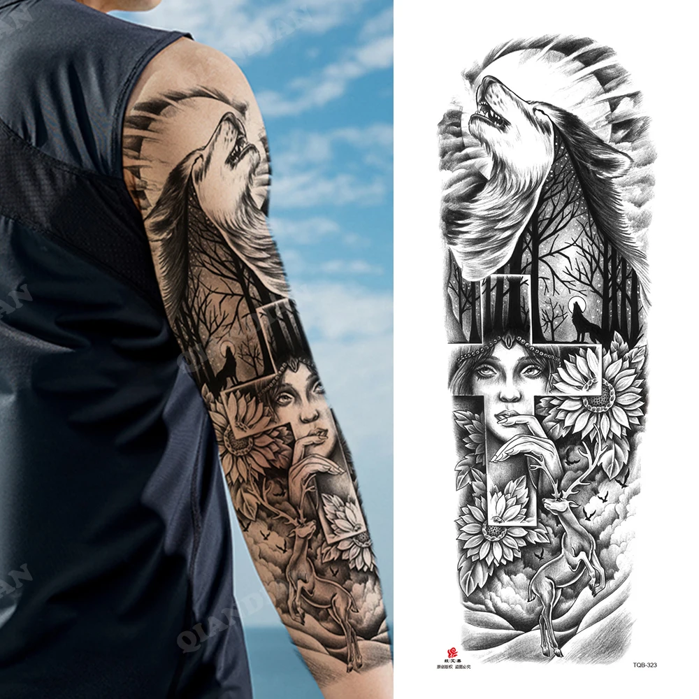 wolf tattoo sleeves for men 0040