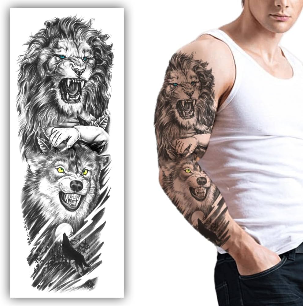 wolf tattoo sleeves for men 0053