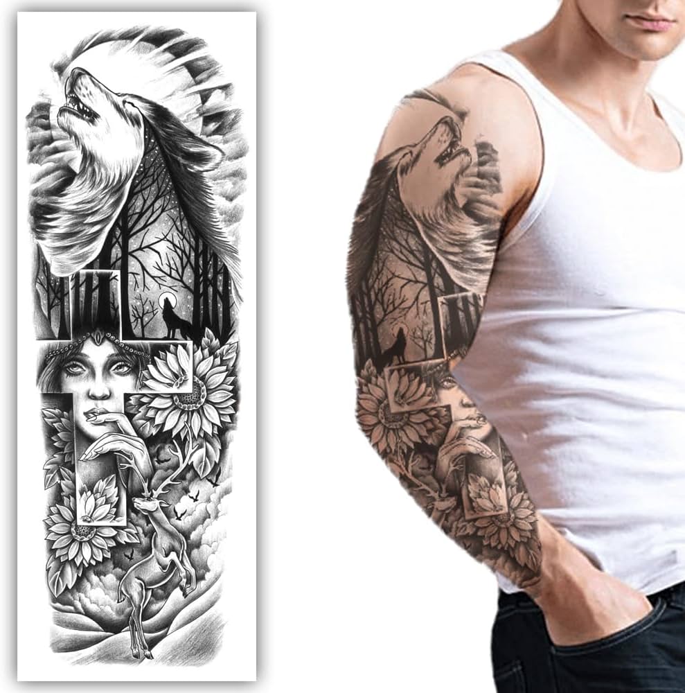 wolf tattoo sleeves for men 0073