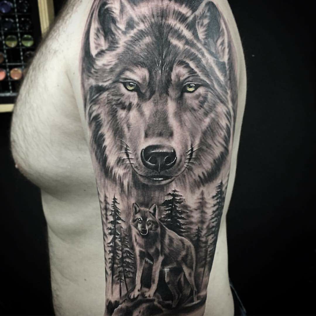 wolf tattoo sleeves for men 0093