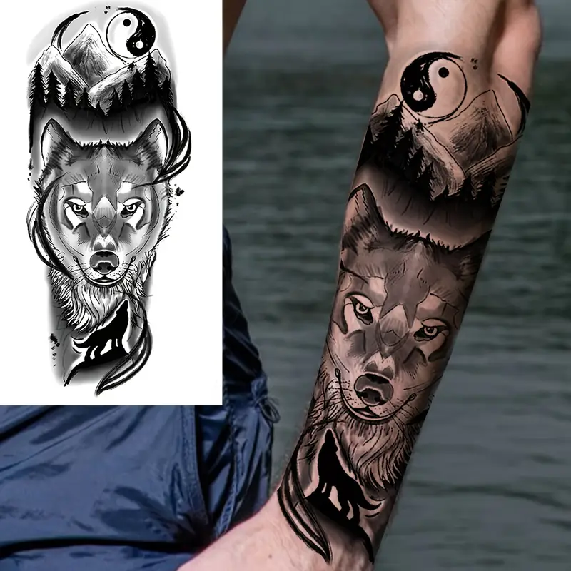 wolf tattoo sleeves for men 0094