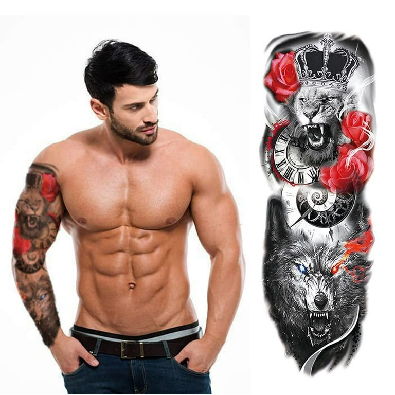 wolf tattoo sleeves for men 0095