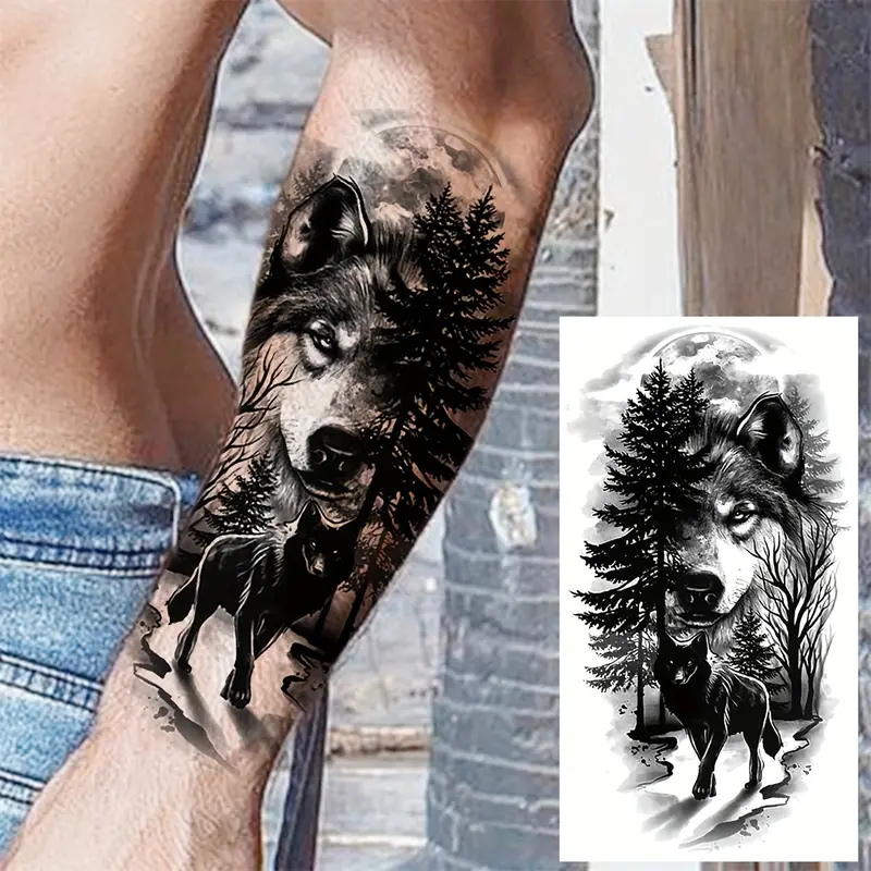 wolf tattoo sleeves for men 0096