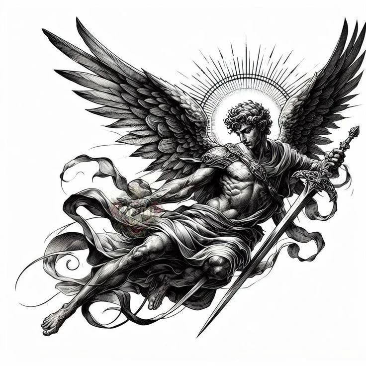 Glamorous archangel tattoo designs for men that showcase your strength and spirit