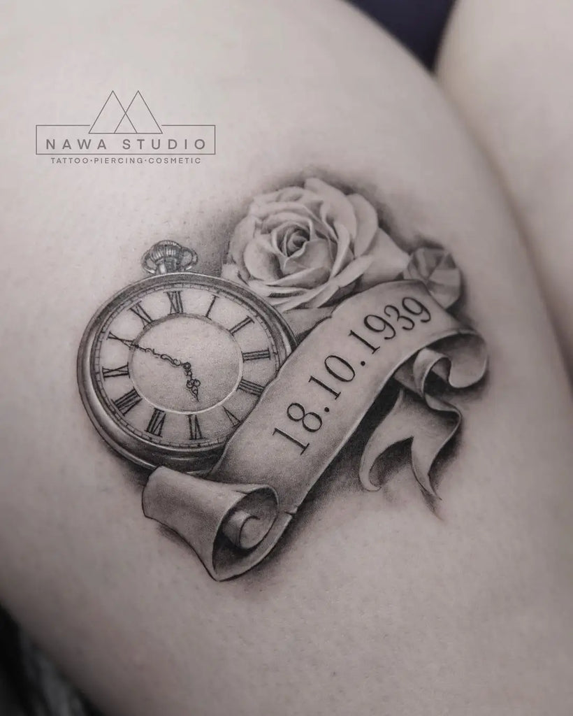 Meaningful birth clock tattoos for men that symbolize life’s journey and personal growth