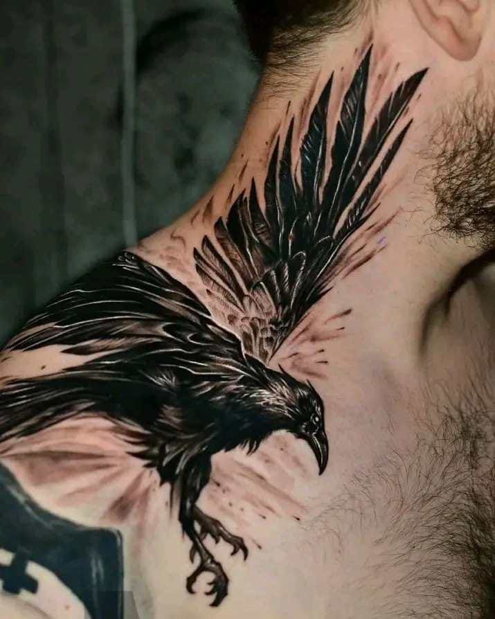 Timeless raven tattoos for men that symbolize mystery and strength