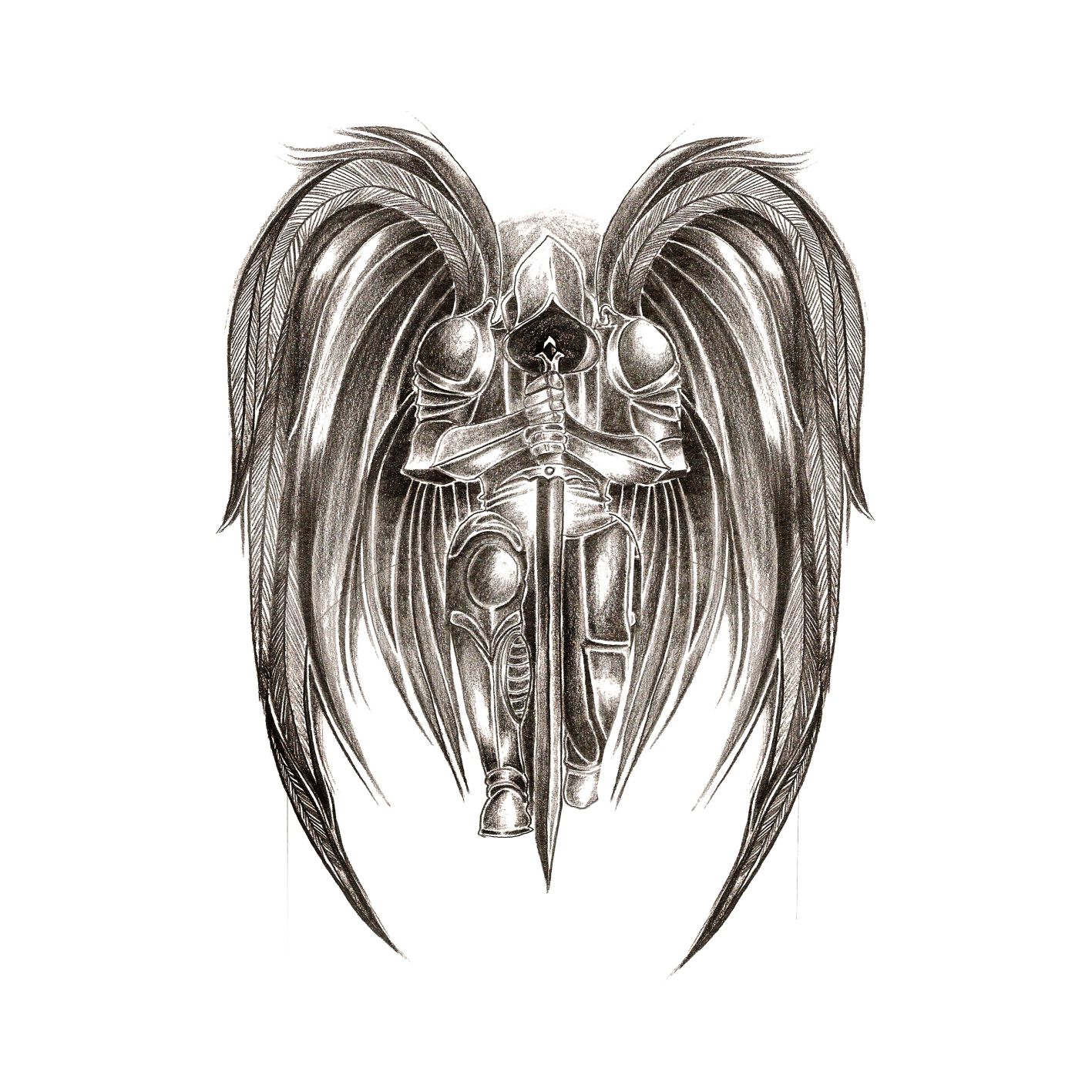 Ultimate Warrior Angel tattoos for men that embody strength and protection