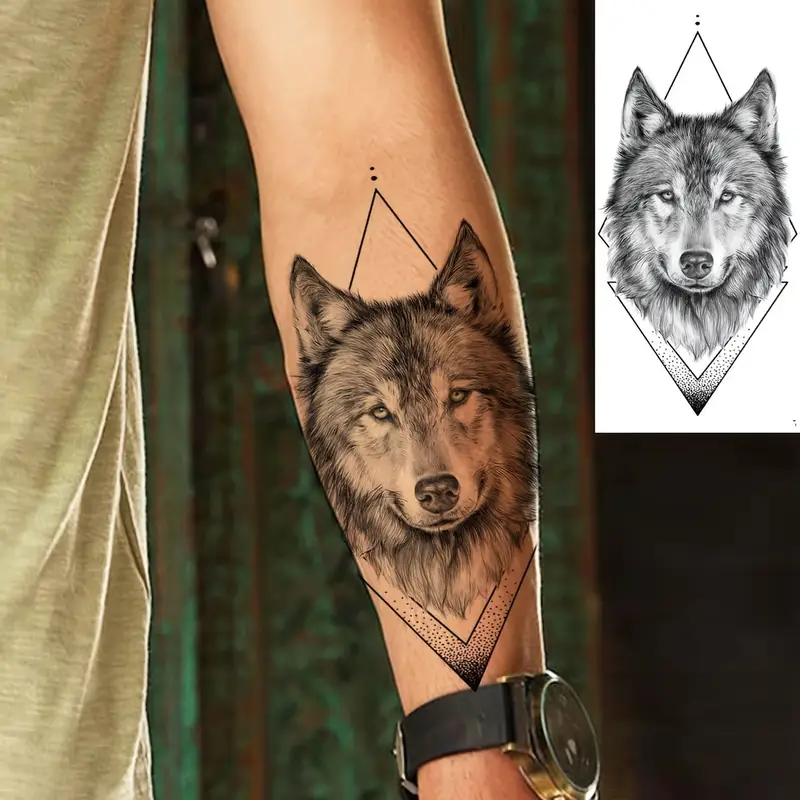 Classic wolf forearm tattoos for men that symbolize strength and courage